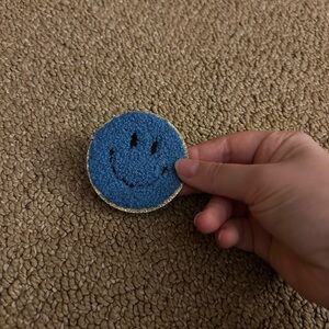 Blue and Gold Smiley Face Iron on Patch
